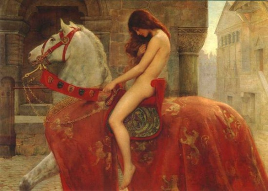 A Pre-Raphaelite image of Godiva by the portrait painter John Collier around 1898.  Collier was primarily a painter of the rich and famous but he managed to squeeze a few nudes into his career.