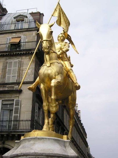 Statue of Joan of Arc in the Place des Pyramides, in Paris.  It was designed by Emmanuel Fremiet in 1874.